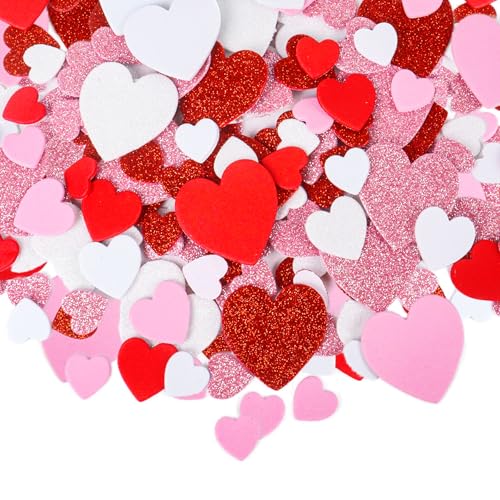 Dmnnlp 300 Pcs Moosgummi Herzen Selbstklebend, glitzer Herz Sticker, Farben Gemischt Herz Sticker Deko für Valentinstag Muttertag Hochzeit Geburtstag von Dmnnlp