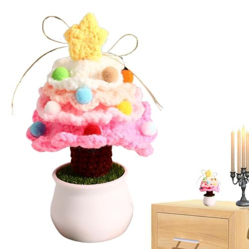 Dmuzsoih Häkeln Weihnachtsbaum Topfpflanzen | Tragbare Häkelblumen Kreative Gestrickte Ornament | Festliche Künstliche Blumen Häkeln Weihnachtsbaum Dekorationen für Weihnachten Geburtstag von Dmuzsoih