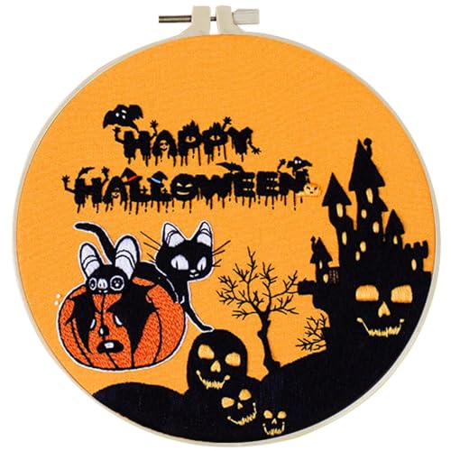 Dmuzsoih Halloween-Nadelspitzen-Sets, Halloween-Stickset,Anfänger-Nadelspitzenset mit Halloween-Muster | Gotisches Stickset, Anfänger-Set mit Halloween-Muster, Nadelspitzen-Set für Erwachsene zum von Dmuzsoih