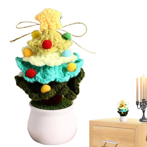 Dmuzsoih Weihnachtsbaum Häkelblumen Topfpflanze | Tragbare Häkelblumen Kreative Gestrickte Ornament | Festliche Kunstblumen Häkeln Weihnachtsbaumschmuck für Weihnachten Geburtstag von Dmuzsoih