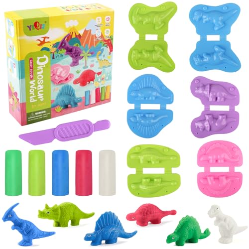 Dncvb Kinderknete Dino 12 Stücke Knete Zubehör Set, DIY Knete Zubehör Knetwerkzeug, Dino Plastilin Werkzeuge ab 2 3 4 Jahre mit Bunt Modelliermasse Geschenk für Jungen und Mädchen von Dncvb