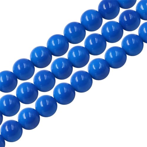 10 Stränge, massive Glasperlen, runde Perlen für Schmuckherstellung, 80 Stück/Stränge, Blau, 10 mm von Dninmim