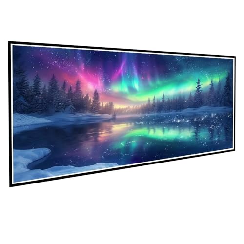 Diamond Painting Aurora Diamond Painting Groß XXL 50x100cm Mosaik Bastelset Erwachsene Landschaft Crystal Art Malerei Stickerei Kreuzstich Basteln Wohnzimmer Schlafzimmer Wand Dekor Geschenke V-107 von Dnnufagg