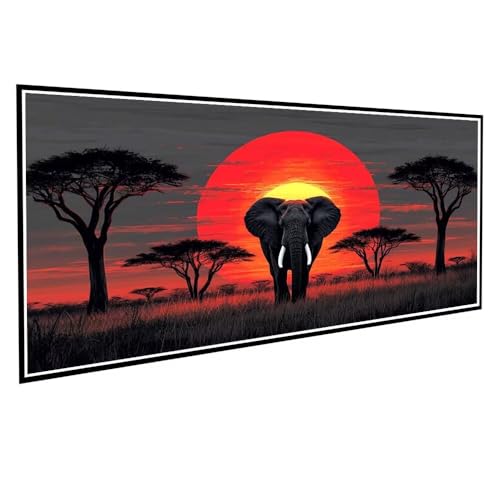 Diamond Painting Elefant Diamond Painting Groß XXL 90x180cm Mosaik Bastelset Erwachsene Landschaft Crystal Art Malerei Stickerei Kreuzstich Basteln Wohnzimmer Schlafzimmer Wand Dekor Geschenke V-88 von Dnnufagg