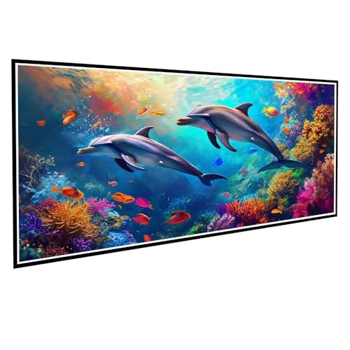 Diamond Painting Erwachsene kinder Delphin Diamond Painting XXL 100x200cm Full Drill Strand Diamant Painting Bilder Perlen Bilder Malerei Bastelset Mosaikherstellung, Wand Dekor Geschenke V-315 von Dnnufagg