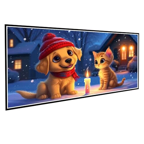 Diamond Painting Erwachsene kinder Katze Diamond Painting XXL 60x120cm Full Drill Winter Diamant Painting Bilder Perlen Bilder Malerei Bastelset Mosaikherstellung, Wand Dekor Geschenke Mädchen V-105 von Dnnufagg