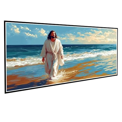 Diamond Painting Erwachsene kinder Strand Diamond Painting XXL 60x120cm Full Drill Jesus Diamant Painting Bilder Perlen Bilder Malerei Bastelset Mosaikherstellung, Wand Dekor Geschenke Mädchen V-99 von Dnnufagg