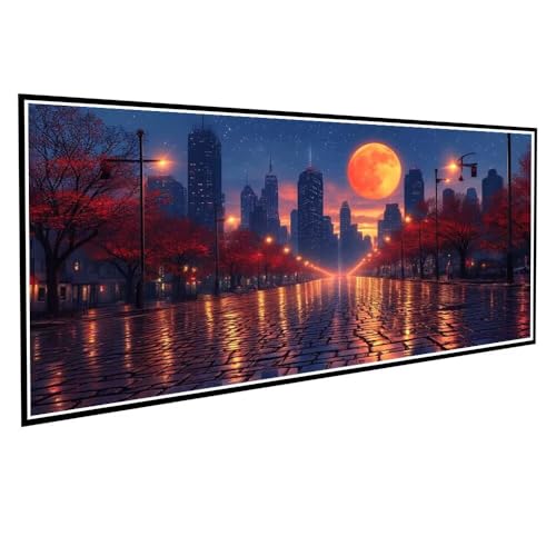 Diamond Painting Mond Diamond Painting Groß XXL 30x60cm Mosaik Bastelset Erwachsene Stadt Crystal Art Malerei Stickerei Kreuzstich Basteln für Wohnzimmer Schlafzimmer Wand Dekor Frauen Geschenke V-82 von Dnnufagg