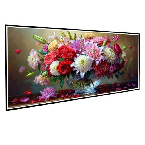 Diamond Painting Rose Diamond Painting Groß XXL 30x60cm Mosaik Bastelset Erwachsene Blume Crystal Art Malerei Stickerei Kreuzstich Basteln für Wohnzimmer Schlafzimmer Wand Dekor Frauen Geschenke V-56 von Dnnufagg