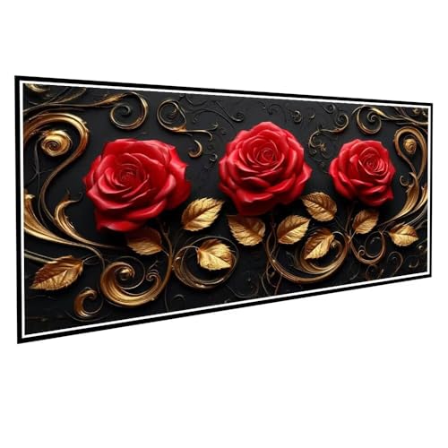 Diamond Painting Rose Diamond Painting Groß XXL 30x60cm Mosaik Bastelset Erwachsene Blume Crystal Art Malerei Stickerei Kreuzstich Basteln für Wohnzimmer Schlafzimmer Wand Dekor Frauen Geschenke V-94 von Dnnufagg