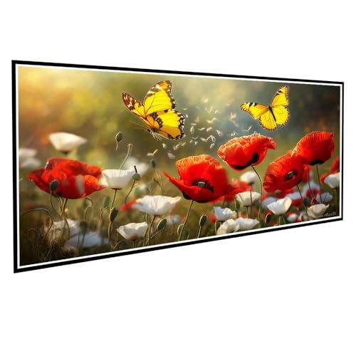 Diamond Painting Schmetterling Diamond Painting Groß XXL 50x100cm Mosaik Bastelset Erwachsene Blume Crystal Art Malerei Stickerei Kreuzstich Basteln Wohnzimmer Schlafzimmer Wand Dekor Geschenke V-74 von Dnnufagg