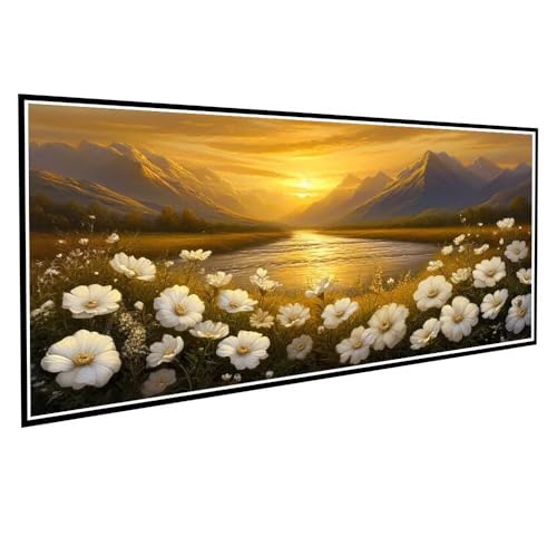 Diamond Painting Sonnenuntergang Diamond Painting Groß XXL 70x140cm Mosaik Bastelset Erwachsene Landschaft Crystal Art Malerei Stickerei Kreuzstich Wohnzimmer Schlafzimmer Wand Dekor Geschenke V-58 von Dnnufagg