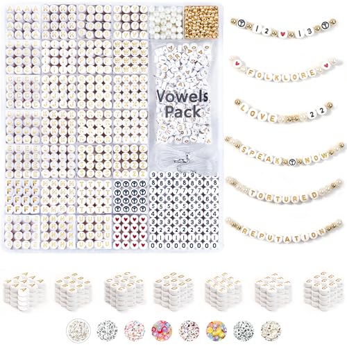 DoDoBeads Letter Beads Kit - 1650Pcs Acrylic 4x7mm Round Alphabet Beads A-Z with Spacer Beads, and Extra Vowels & Number Beads - Ideal for Bracelets, Necklaces, Friendship Bracelet Kits von DoDoBeads