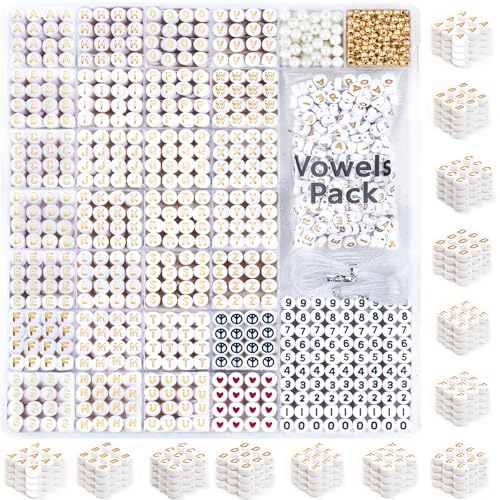 DoDoBeads Letter Beads Kit - 1650Pcs Acrylic 4x7mm Round Alphabet Beads A-Z with Spacer Beads, and Extra Vowels & Number Beads - Ideal for Bracelets, Necklaces, Friendship Bracelet Kits von DoDoBeads