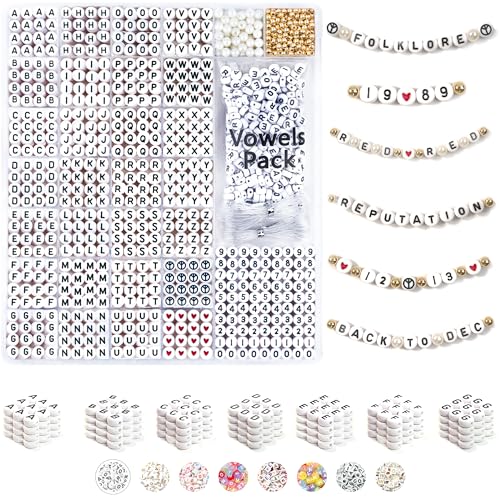 DoDoBeads Letter Beads Kit, 1650 Stück Buchstabenperlen with Spacer Beads, and Extra Vowels & Number Beads - Ideal for Bracelets, Necklaces, Friendship Bracelet Kit von DoDoBeads