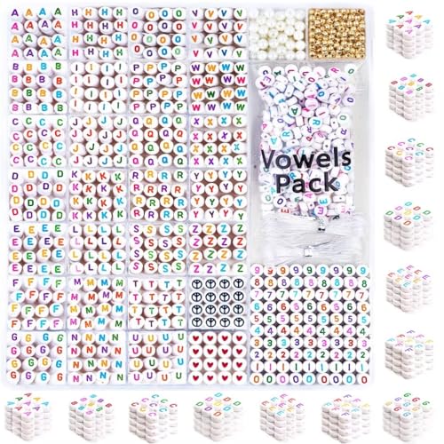 DoDoBeads Letter Beads Kit - 1650Pcs Acrylic 4x7mm Round Alphabet Beads A-Z with Spacer Beads, and Extra Vowels & Number Beads - Ideal for Bracelets, Necklaces, Friendship Bracelet Kits von DoDoBeads