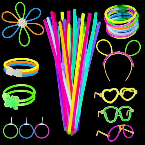 DoDuo Knicklichter Party Set, 488 Stück Glow Stick Fluoreszierende Armbänder mit Verbindungsstück Set Geburtstagsfeier Halloween Weihnachtsfeier Zubehör von DoDuo