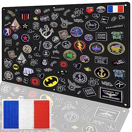 108 x 70 cm Jumbo Klettverschluss-Patch Brett, Taktisches Patch-Anzeigefeld für Armee-/Kampf-/Militär-/Moral-Embleme, Haken- und Schlaufen-Patch-Organizer-Halter, mit 1 Aufnäher mit Frankreich-Flagge von DoIove