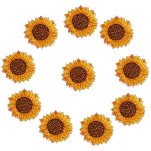 20 Stück Sonnenblumen-Aufnäher, Bestickt, Sonnenblumen-Aufnäher, 20 Stück Sonnenblumen-Aufnäher, Sonnenblumen-Muster, Zum Aufbügeln, Bestickter Aufnäher DIY-K von Doact