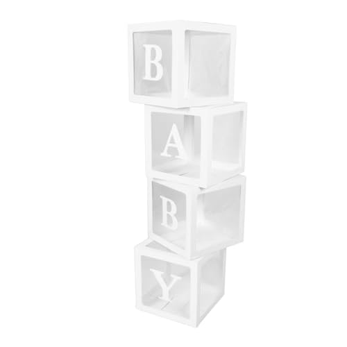 Ballonboxen, Multifunktionale Langzeitaufbewahrung, 4 Stück, Leichte Briefdekorationsbox für Babyparty (WHITE) von Doact