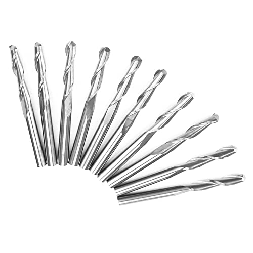 Schaftfräser, Schaftfräser-Bits, 10 Stück, 3,175 X 17 Mm, Doppelnuten, Hartmetall-Kugelfräser, CNC-Bits von Doact