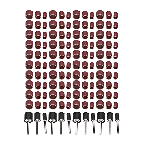 Schleiftrommel, 132-teiliges Schleiftrommel-Set, Bohrschleifer-Aufsatz, Mini-Schleifbänder für Nagelbohrer, Schleifbandhülsen, Trommelschleifer für Holzbearbeitung, Metallpolieren von Doact