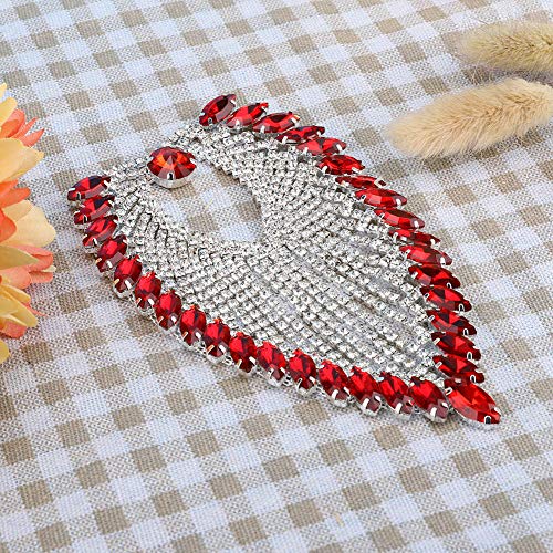 Strassband-Quaste, 8,5 X 13 Cm, Strass-Klauenkette, Pferdeaugen-Applikationskette, Strasskette, Dekorative Strass-Krusten-Pferdeaugen-Applikationskette (rot 1 Stk) von Doact