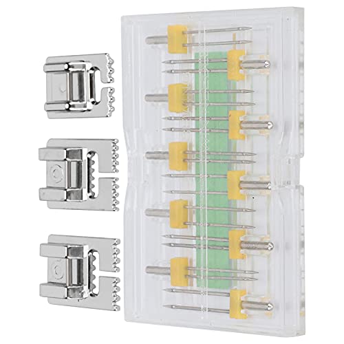 Zwillingsnadeln für Nähmaschine, Zwillingsnadeln Nähfuß, Verschiedene Größen, Gemischte Haushaltsnähmaschinenwerkzeuge, Doppelnadel, Doppelnadel-Nähmaschine mit Kunststoffbox Zum von Doact