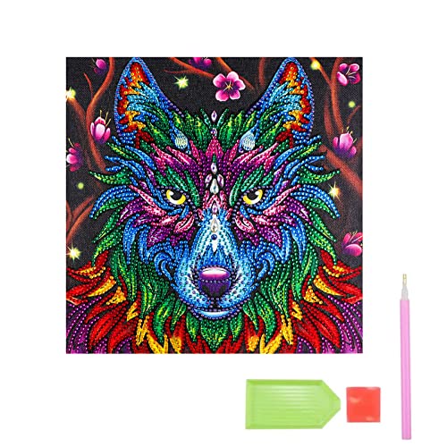 Doafoce Diamond Painting Set Diamond Painting Wolf 5D Diamant Painting Bilder Tiere 40x40cm mit Diamond Painting Zubehör für Diamantmalerei von Doafoce