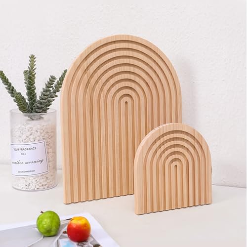 Docache Holzbrett deko Regenbogen, Lebensmittelechtes Buchenholz, Holz Dekoratives aus Kiefer für Zimmer Deko, Fotoregal, für Wohnzimmer, Schlafzimmer, Büro oder Küche, 2er Set (Dicke 1,2 cm) von Docache