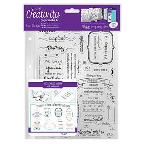 Creativity Essentials Stempel-Set mit Geburtstags-Versen in englischer Sprache, transparent, A5, 39-teilig von Docrafts