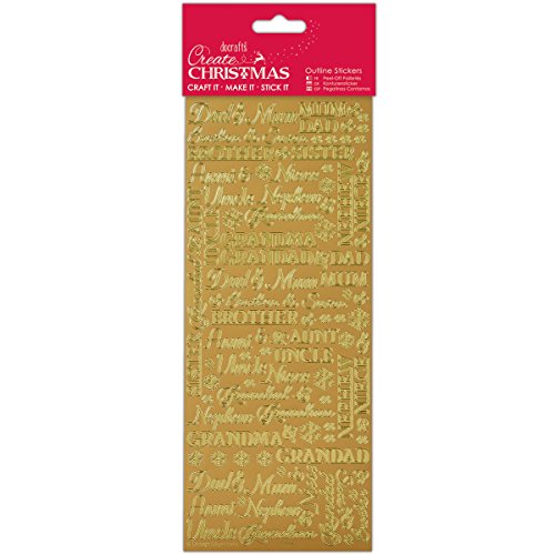 Docrafts "Traditional Xmas Relations" Aufkleber, Holz, Gold, 29 x 11 x 0,2 cm von Papermania