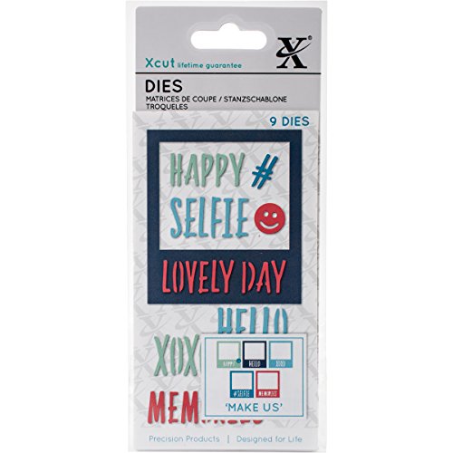 Xcut XCU 504085 Decorative Dies 9/Pkg-Selfie Frame & Sentiments, schwarz von Docrafts