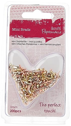 Docrafts Mini Brads Metallic, sortiert, glänzend, 200 Stück, Mehrfarbig von Papermania