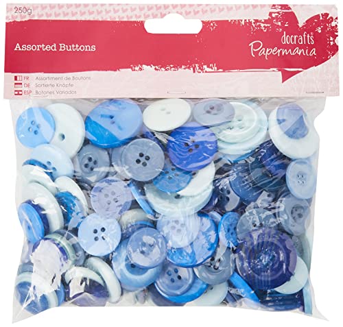 DOCrafts Papermania Knöpfe Sortiert, Blau, 250 g von Docrafts