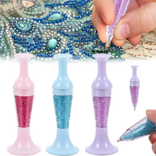 Diamond Painting Flower Pot Shape Point Drill Pen,Automatic Dispensing Diamond Painting Pen,Diamond Painting Tools,Diamond Art Painting Kit,Diamond Art Automatic Bead Dispenser Pen (3Pcs Pens) von Doduiu