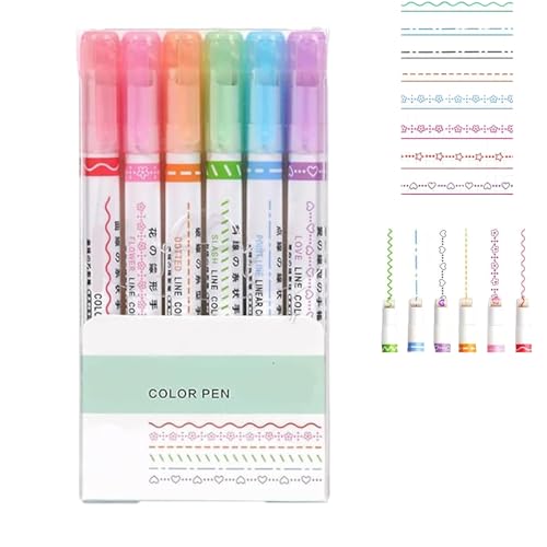 Gracegrip Magicborder Stift, Gracegrip Magic Border Stifte, Gracegrip Border Stifte, Border Design Textmarker, Kurve Textmarker Set, Kurve Stifte Textmarker Marker für Kunstschule (1 Box) von Doduiu