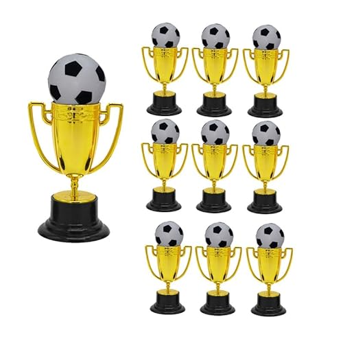 Doengdfo 10 Stück Mini-Trophäen mit Mini-Fußball, Goldene Trophäe für Partygeschenke, Requisiten, Belohnungen von Doengdfo