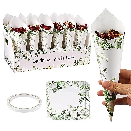 30 Stück BlüTenbläTter Hochzeit Papier Kegel 1Stück 20 Löcher BlüTenkonfetti Kegel Halter 1Stück Doppelseitigem Klebeband für Konfetti Blütenblätter Candy Schokoladen Streublumen Hochzeit von Dog's Booty