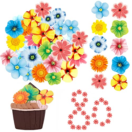 Tortendeko Blumen 80 Stück Blumen für Torte Kuchen Deko Blumen Cupcake Topper Geburtstag Kuchendekoration Blumen Kuchendeko für Hochzeit Geburtstag Baby Dusche Partybedarf von Dog's Booty