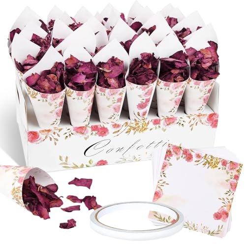 20 Stück Blütenkonfetti Kegel Konfetti Hochzeit Kegel Streudeko Hochzeit Blütenblätter Hochzeit Blumen Konfetti Candybar Tüten Spitztüten Papier Spitztüten für Konfetti Candy Schokoladen Verpackung von Dog's Booty