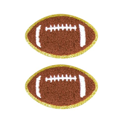 Dohia D1-GLQXBT Fußball-Aufnäher zum Aufbügeln, Chenille, Pailletten, Goldränder, Sport-Patches, zum Aufbügeln oder Aufnähen, Fußball-Stickerei, Applikation für DIY Nähen, Kleidung von Dohia