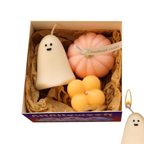 1/3Set Süße Geister-Duftkerze – Halloween-Geisterkürbiskerze | Halloween Deko Kerzen | Halloween-Geisterkerzen-Geschenkbox-Set | Für Zuhause Halloween Party Zimmer Tisch Dekorationen von Doiyislem