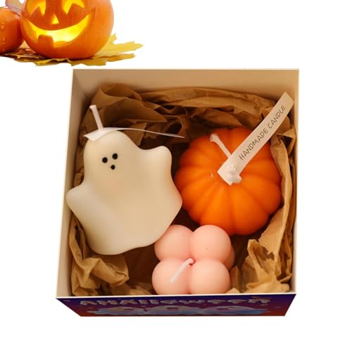 1/3Set Süße Geister-Duftkerze – Halloween-Geisterkürbiskerze | Halloween Deko Kerzen | Halloween-Geisterkerzen-Geschenkbox-Set | Für Zuhause Halloween Party Zimmer Tisch Dekorationen von Doiyislem