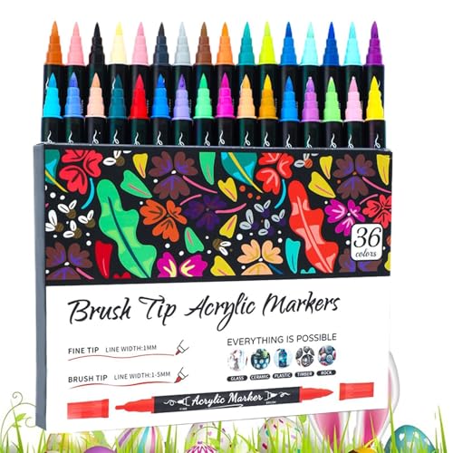 Doiyislem Acryl-Marker, Acryl-Farbstifte und Marker - Wasserfeste Acrylstifte mit doppelter Spitze zum Malen für Kinder und Erwachsene - Zweifarbiges Must-Have für Lehrer, Malutensilien für Stein, von Doiyislem