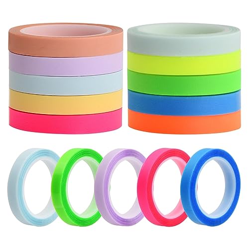 Dokeno 10 Rollen Textmarker Band, 6 mm x 5 m Transparente Haftnotizen PET Highlighter Band Haftnotizen Seitenmarkierungs Aufkleber für Schüler Lehrer Lesen Notizen Machen im Unterricht Home Office von Dokeno