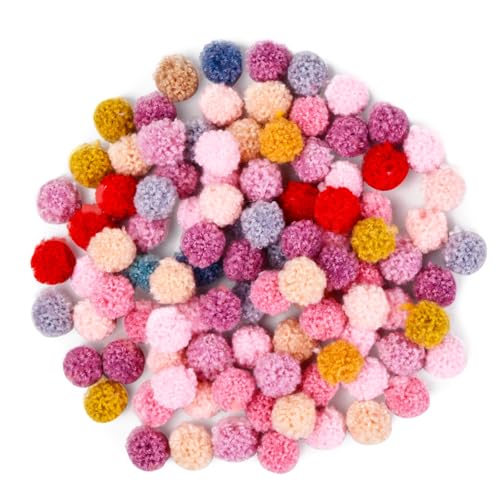 Dokeno 100 Stück Bunte Pompons zum Basteln, 12 mm Bunte Flauschigen Pompons Pompom Bälle Basteln Pompon Mini Pom Pom Bommeln Bälle für Schmuck DIY Heimdekorationen von Dokeno