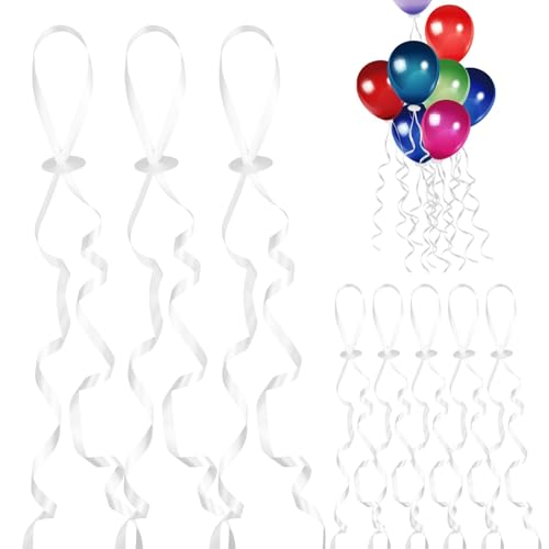 Dokeno 150 Stück Luftballon Verschluss Ballonband mit Schnellverschluss Premium Ballonverschlüss mit Schnur für DIY Weihnachten Geburtstag Hochzeit Party Dekoration Normale Ballons Heliumballons, Weiß von Dokeno