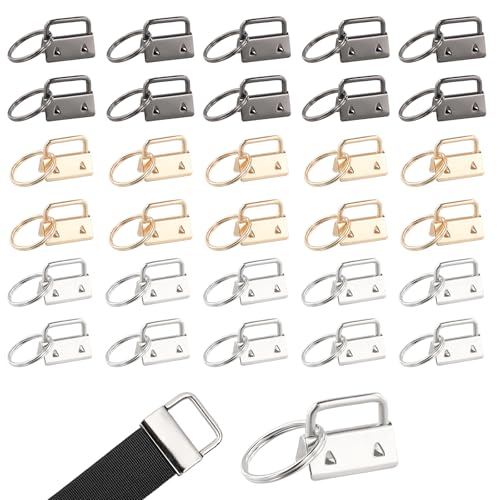 Dokeno 30Pcs Schlüsselband Rohlinge 25mm Schlüsselanhänger Hardware, Schlüsselband Basteln Set, Klemmschließeanhänger mit Schlüsselring Klemmschließeanhänger für DIY Handarbeit Lanyard Stoff, 3 Farben von Dokeno