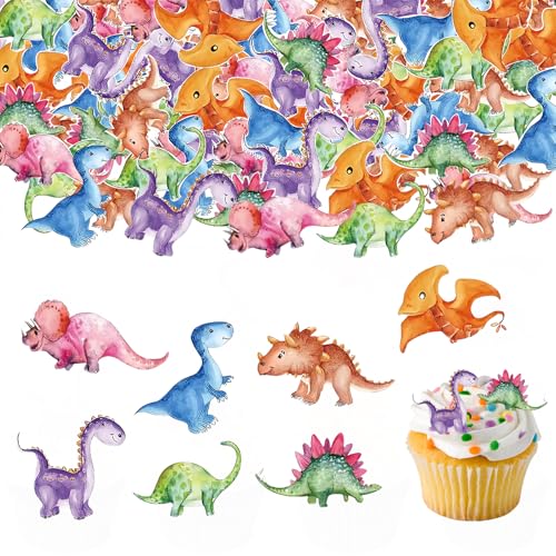 Dokeno 50 Stück Dinosaur Cupcake Toppers,Tortendeko Essbar,Dinosaurier Topper Dinosaur Tortendeko Geburtstag Dino Muffin Deko Dino Thema Geburtstagstorte Dekoration für Kinder Geburtstag Party von Dokeno